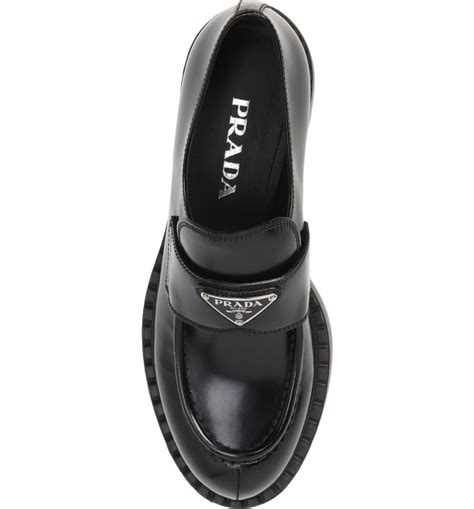 prada triangle logo loafer women's|prada bow detail loafers.